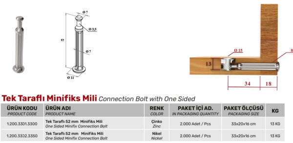 Tek Taraflı Minifiks Mili - Görsel 2