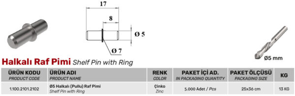 Halkalı Raf Pimi - Görsel 2