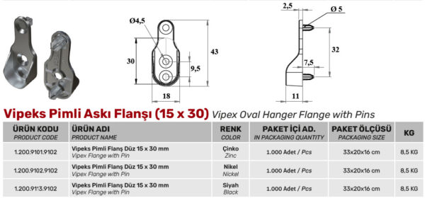 Vipeks Pimli Flanş (15 x 30) - Görsel 2