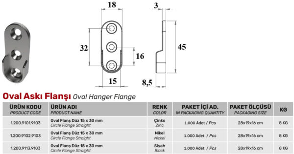 Oval Askı Flanşı - Görsel 2