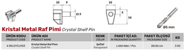 Kristal Metal Raf Pimi - Görsel 2