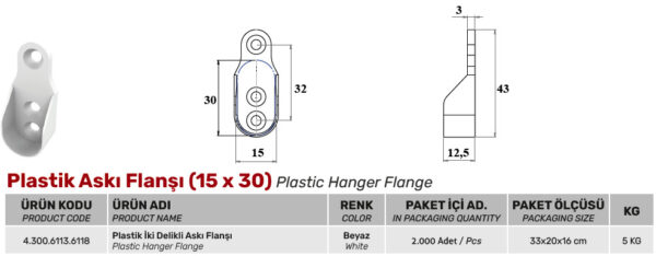 Plastik Askı Flanşı - Görsel 2