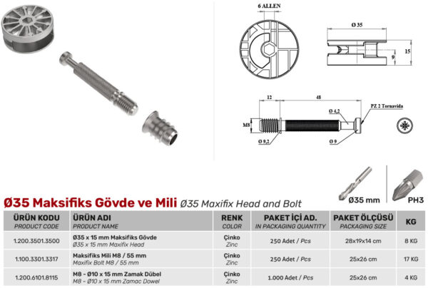 Ø35 Maksifiks Gövde ve Mili - Görsel 2